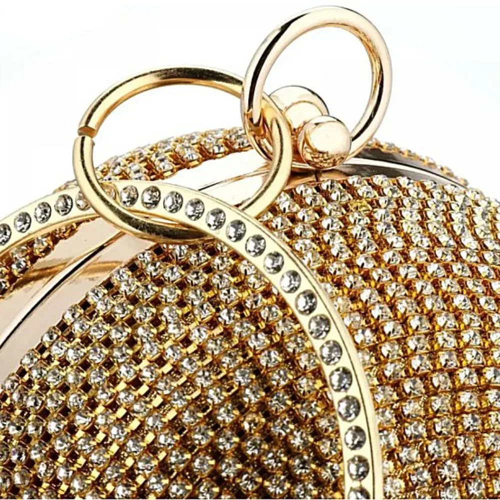 NWT Sparkling Bling Swarovski Crystal Rhinestone Round Ball Purse: Silve… - Picture 11 of 14